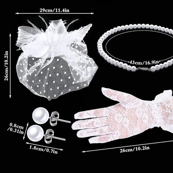4 Pcs 50s Tea Party with Short Lace Gloves main image 5